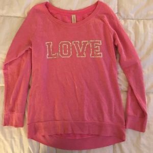 LOVE pink long sleeve shirt